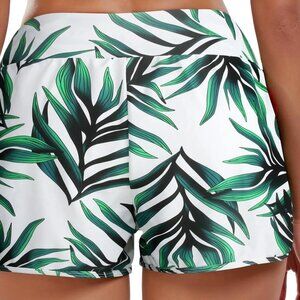 NWOT, 2 pcs of Swim Shorts Board Shorts, Orange & White w/ Green Leaves